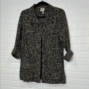 Knox Rose Gray Cheetah Print Army Jacket